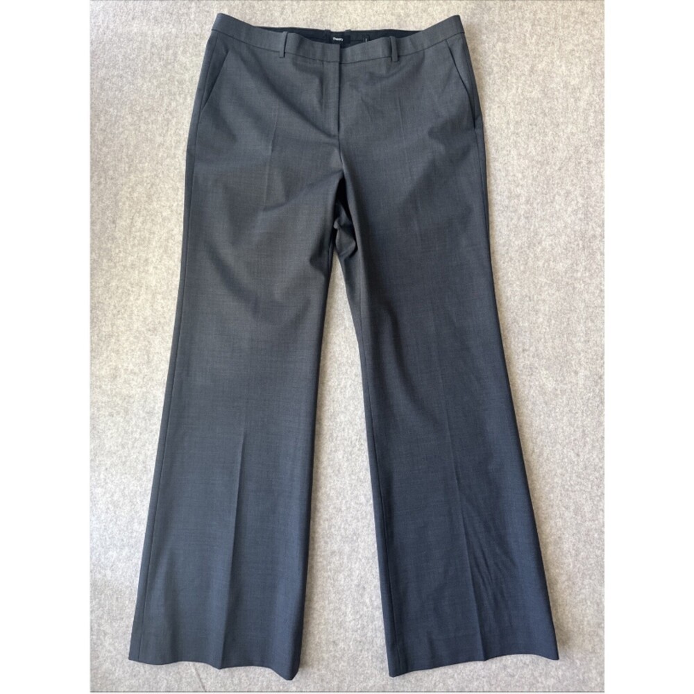 Theory Demitria 4 Tailor Wool Flare Trouser Womens 16 Charcoal Full Length